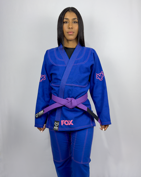 Kimono Sakura Fox - Azul com Rosa