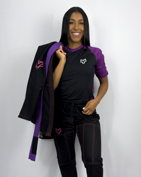 Kimono Sakura Fox - Preto com Rosa