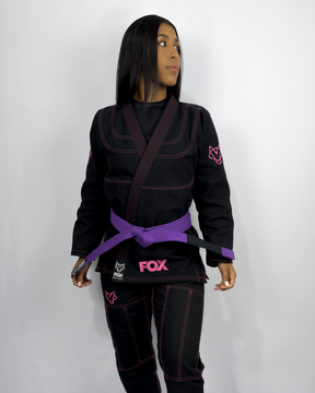 Kimono Sakura Fox - Preto com Rosa