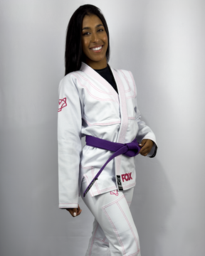 Kimono Sakura Fox - Branco com Rosa