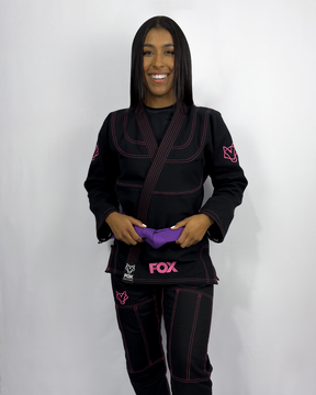 Kimono Sakura Fox - Preto com Rosa