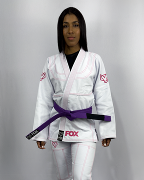 Kimono Sakura Fox - Branco com Rosa