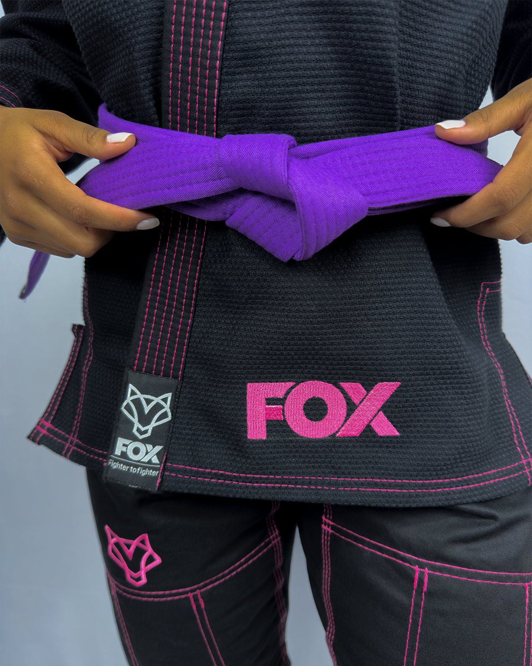 Kimono Sakura Fox - Preto com Rosa