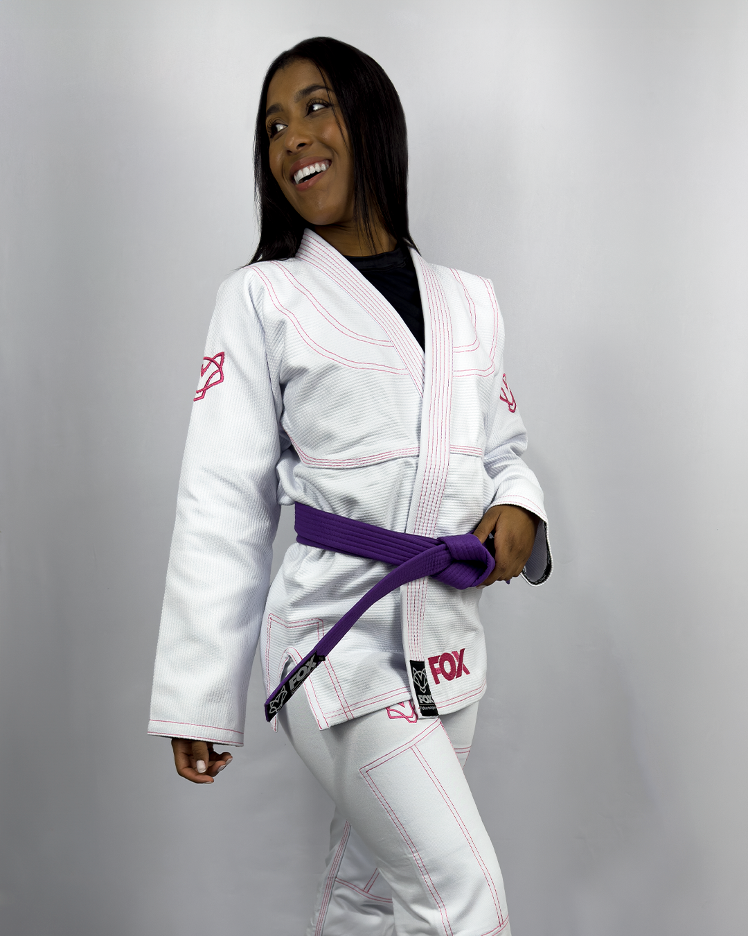 Kimono Sakura Fox - Branco com Rosa