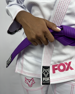 Kimono Sakura Fox - Branco com Rosa