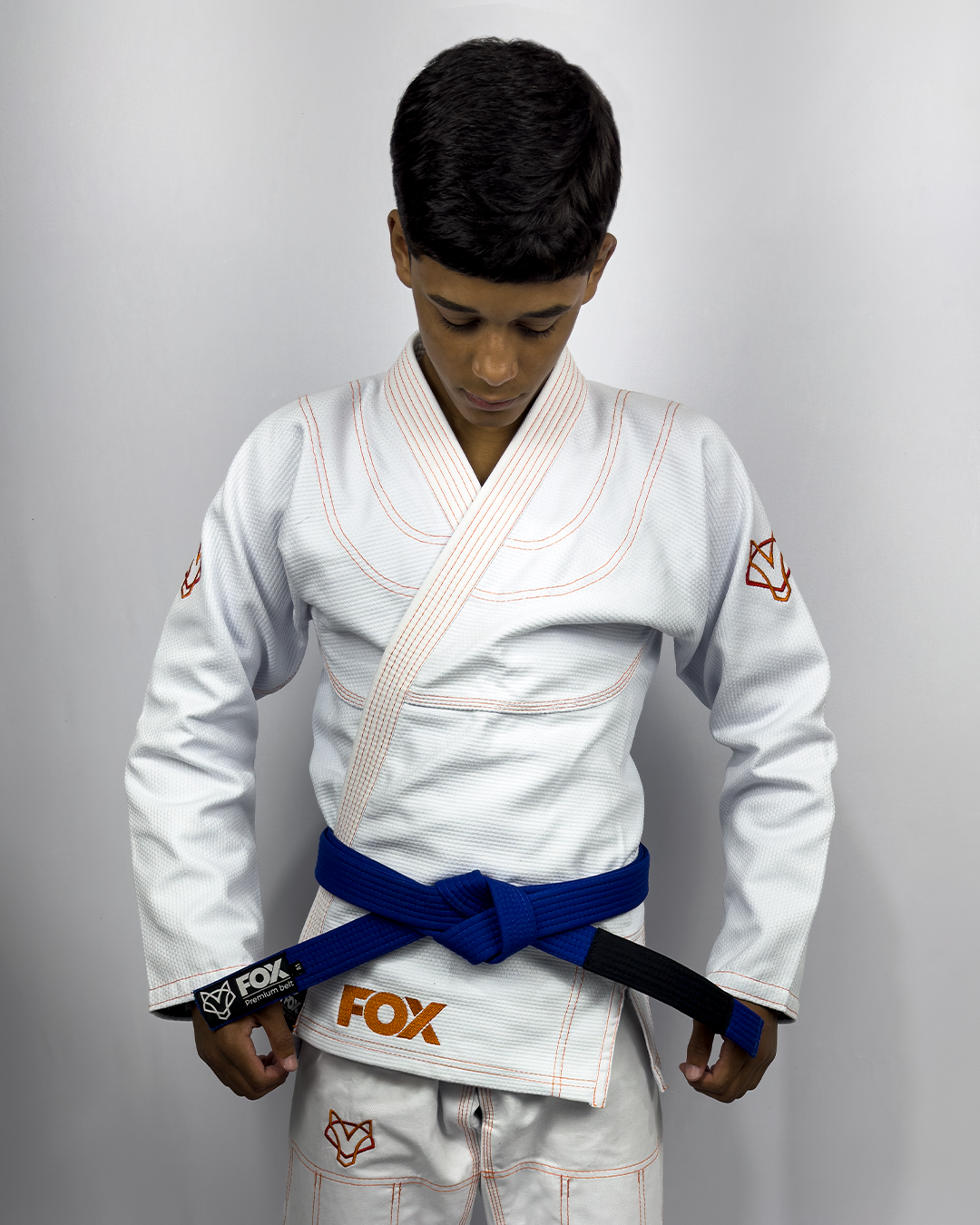 Kimono Classic Fox - Branco com Laranja