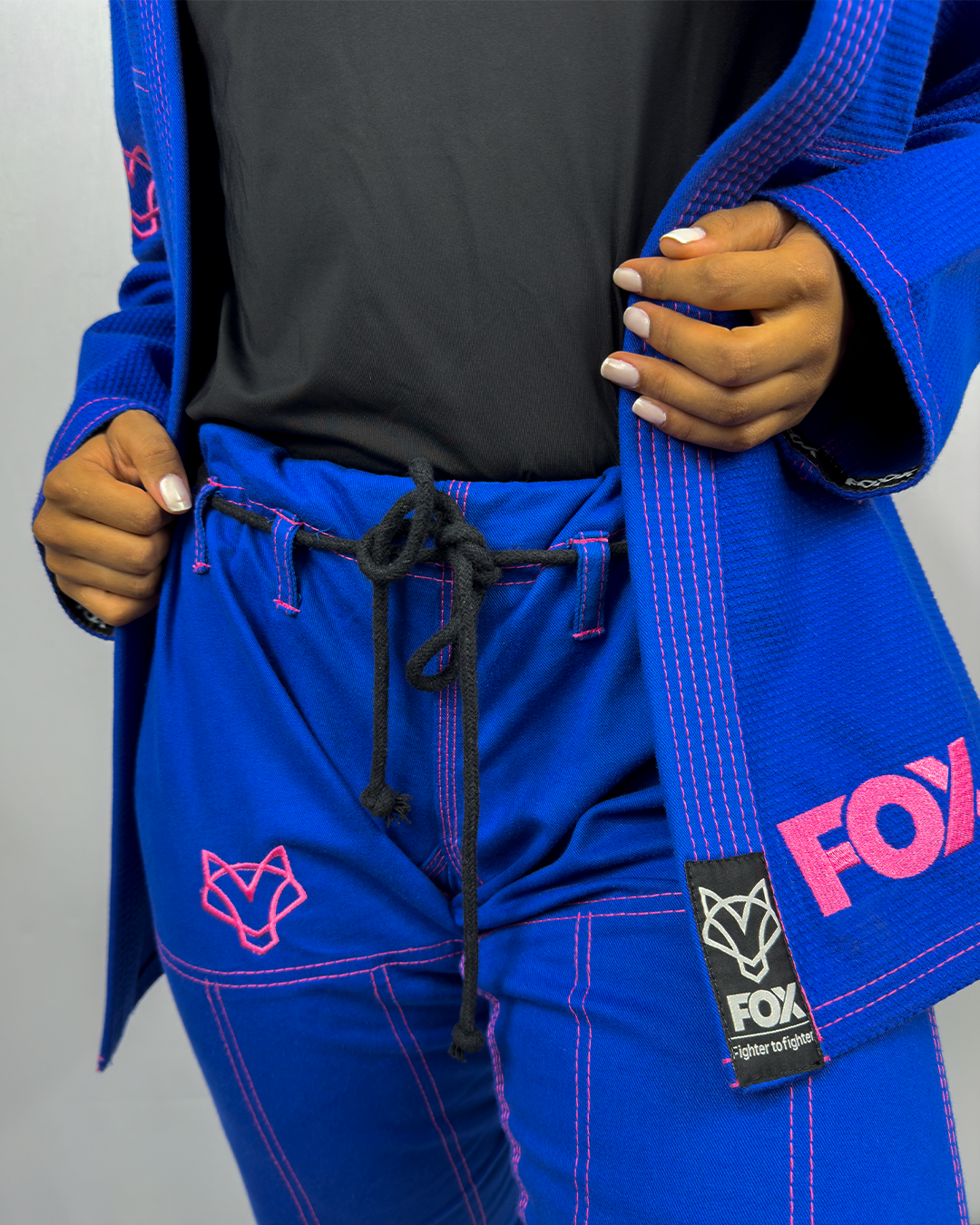 Kimono Sakura Fox - Azul com Rosa