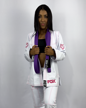 Kimono Sakura Fox - Branco com Rosa