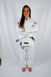 Kimono Trançado Jiu-jitsu Feminino Fox - Branco com preto