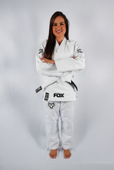 Kimono Trançado Jiu-jitsu Feminino Fox - Branco com preto