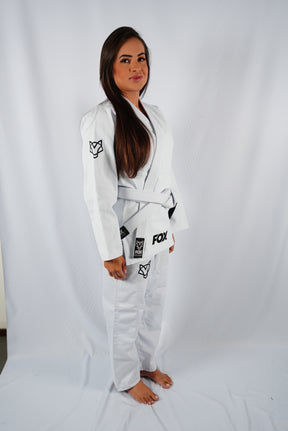Kimono Trançado Jiu-jitsu Feminino Fox - Branco com preto