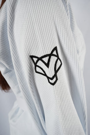 Kimono Trançado Jiu-jitsu Feminino Fox - Branco com preto