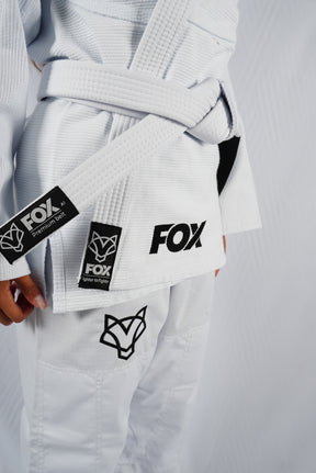 Kimono Trançado Jiu-jitsu Feminino Fox - Branco com preto