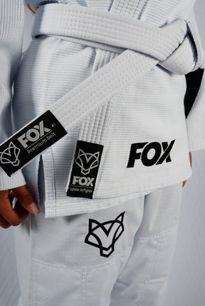 Kimono Trançado Jiu-jitsu Feminino Fox - Branco com preto