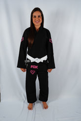 Kimono Trançado Jiu-jitsu Feminino Fox - Preto com rosa