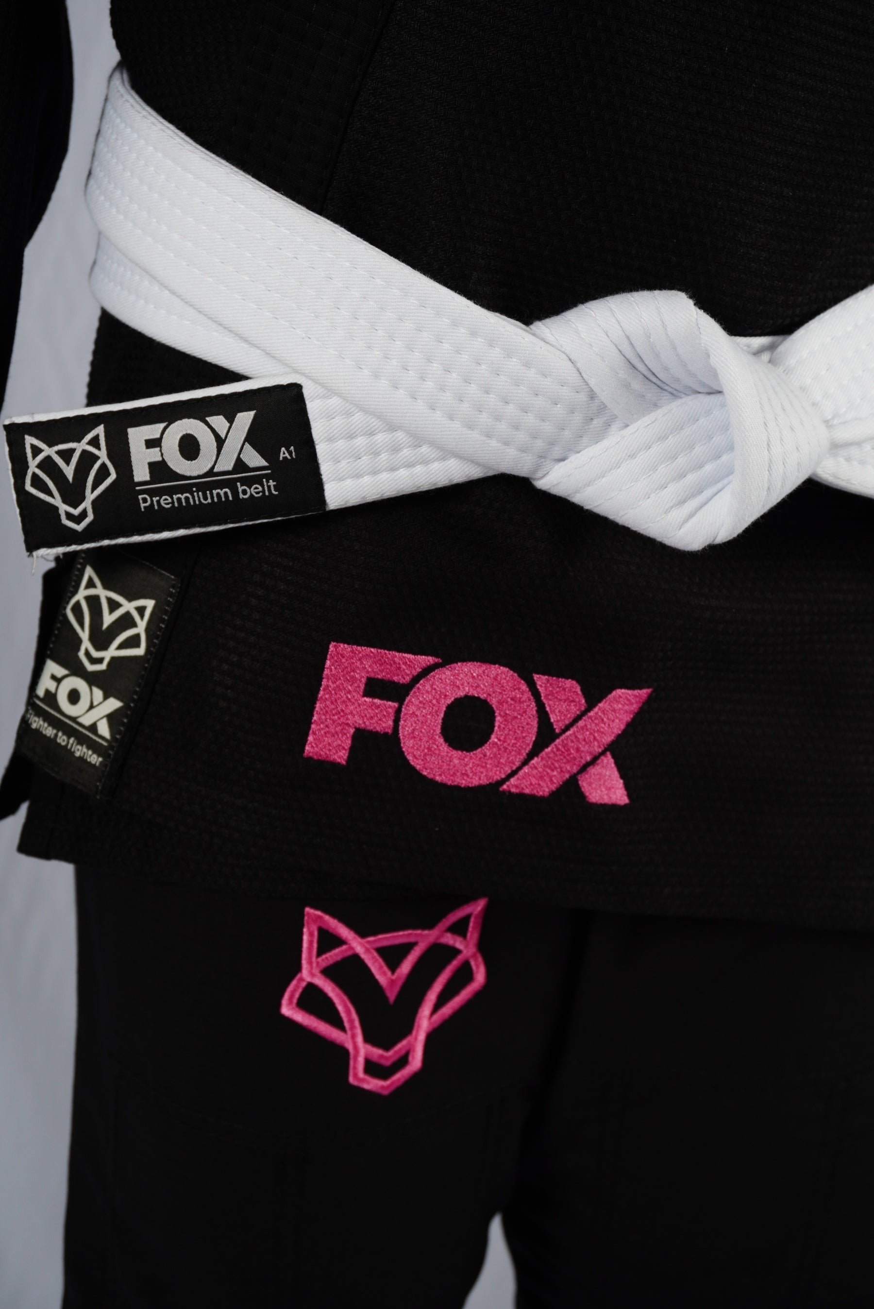 Kimono Trançado Jiu-jitsu Feminino Fox - Preto com rosa