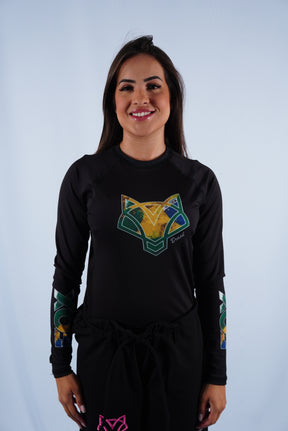 Rash Guard Jiu-Jitsu Feminino FOX FW Brasil Manga Longa UV 50+