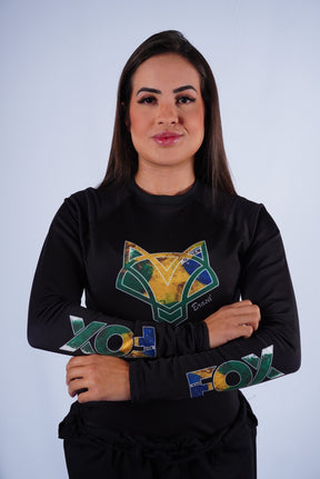 Rash Guard Jiu-Jitsu Feminino FOX FW Brasil Manga Longa UV 50+