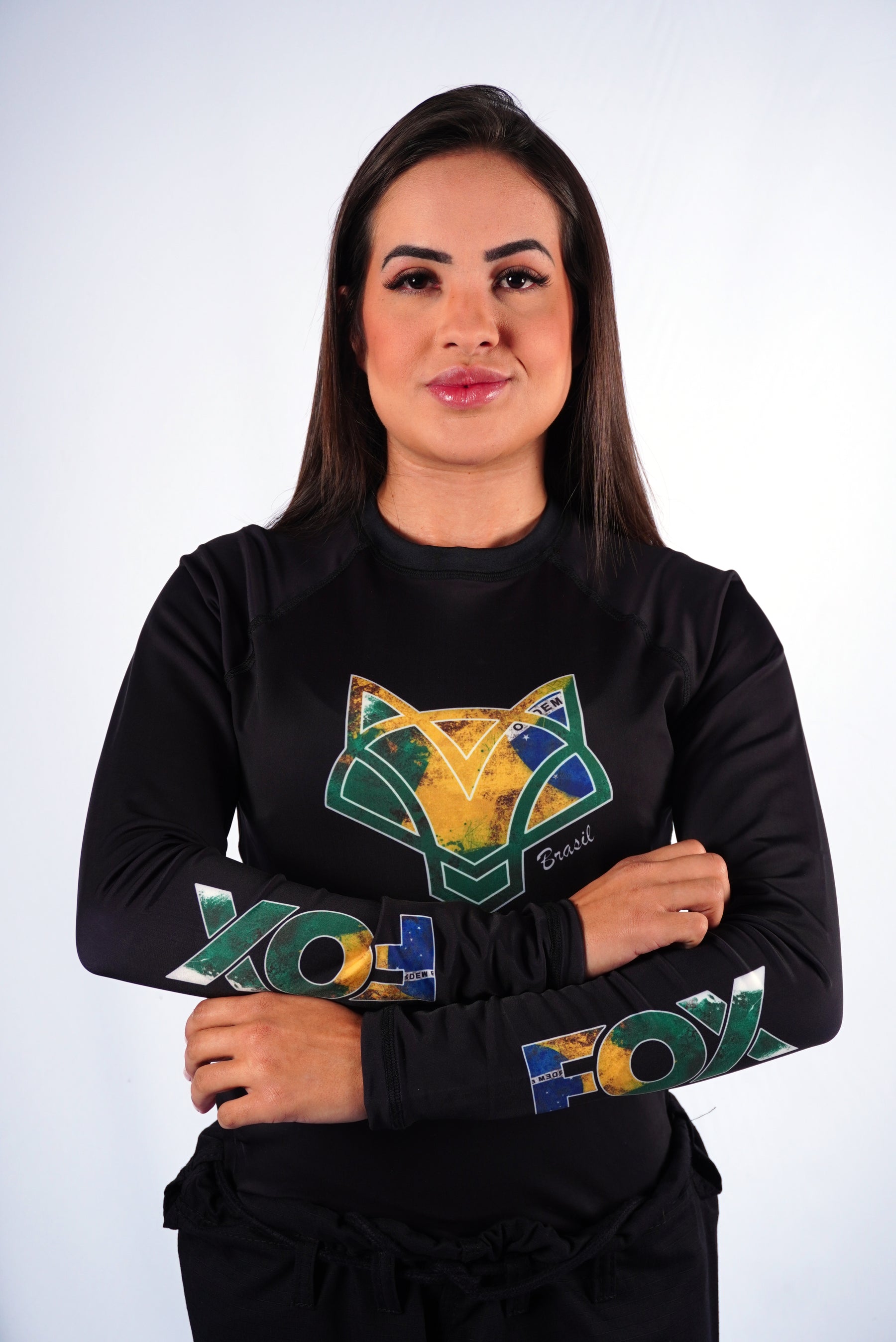 Rash Guard Jiu-Jitsu Feminino FOX FW Brasil Manga Longa UV 50+