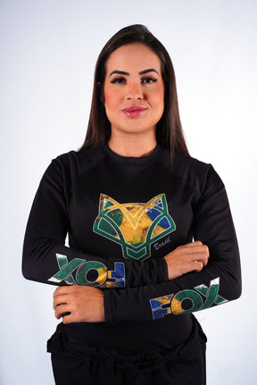 Rash Guard Jiu-Jitsu Feminino FOX FW Brasil Manga Longa UV 50+