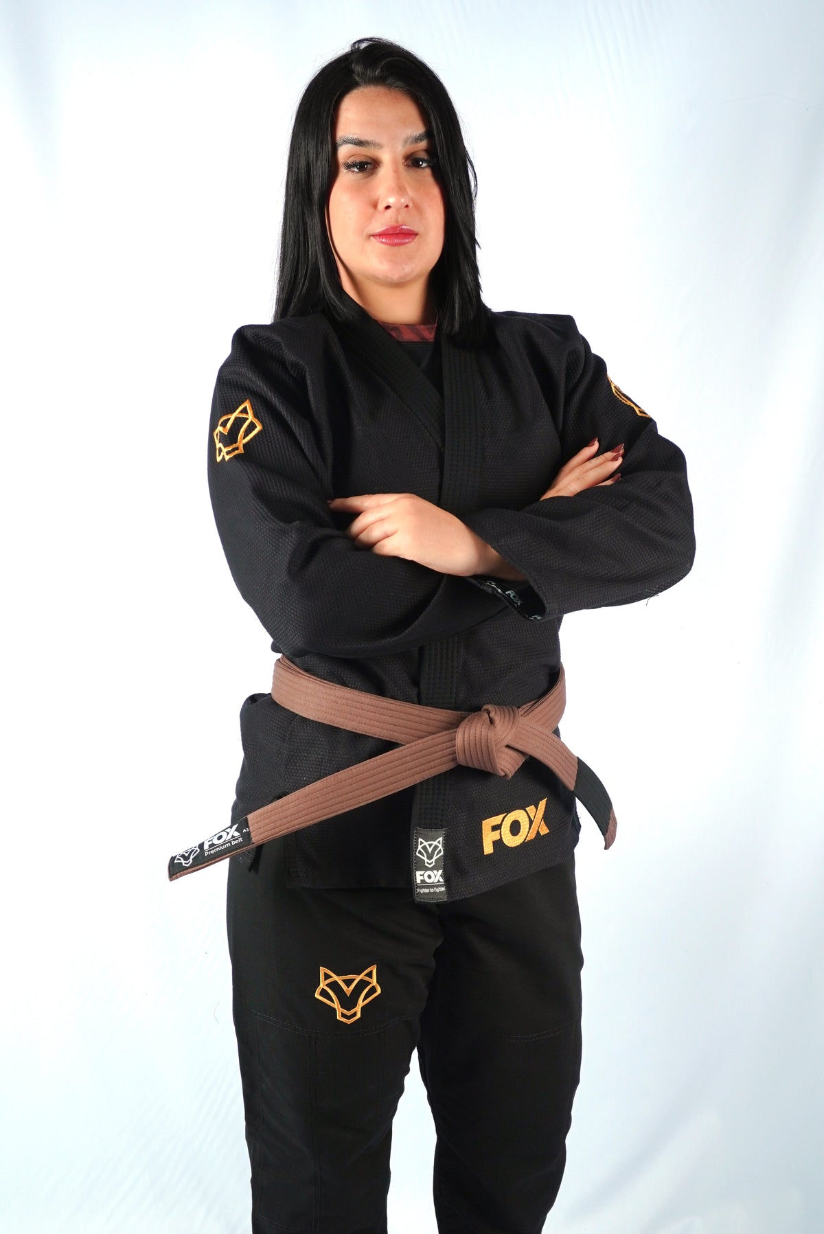 Kimono Trançado Jiu-jitsu Feminino Fox - Preto com dourado