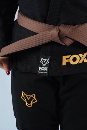 Kimono Trançado Jiu-jitsu Feminino Fox - Preto com dourado