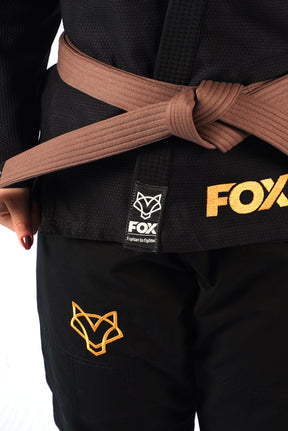 Kimono Trançado Jiu-jitsu Feminino Fox - Preto com dourado
