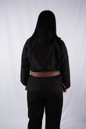 Kimono Trançado Jiu-jitsu Feminino Fox - Preto com dourado