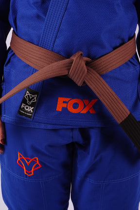 Kimono Trançado Jiu-jitsu Feminino Fox - Azul com laranja