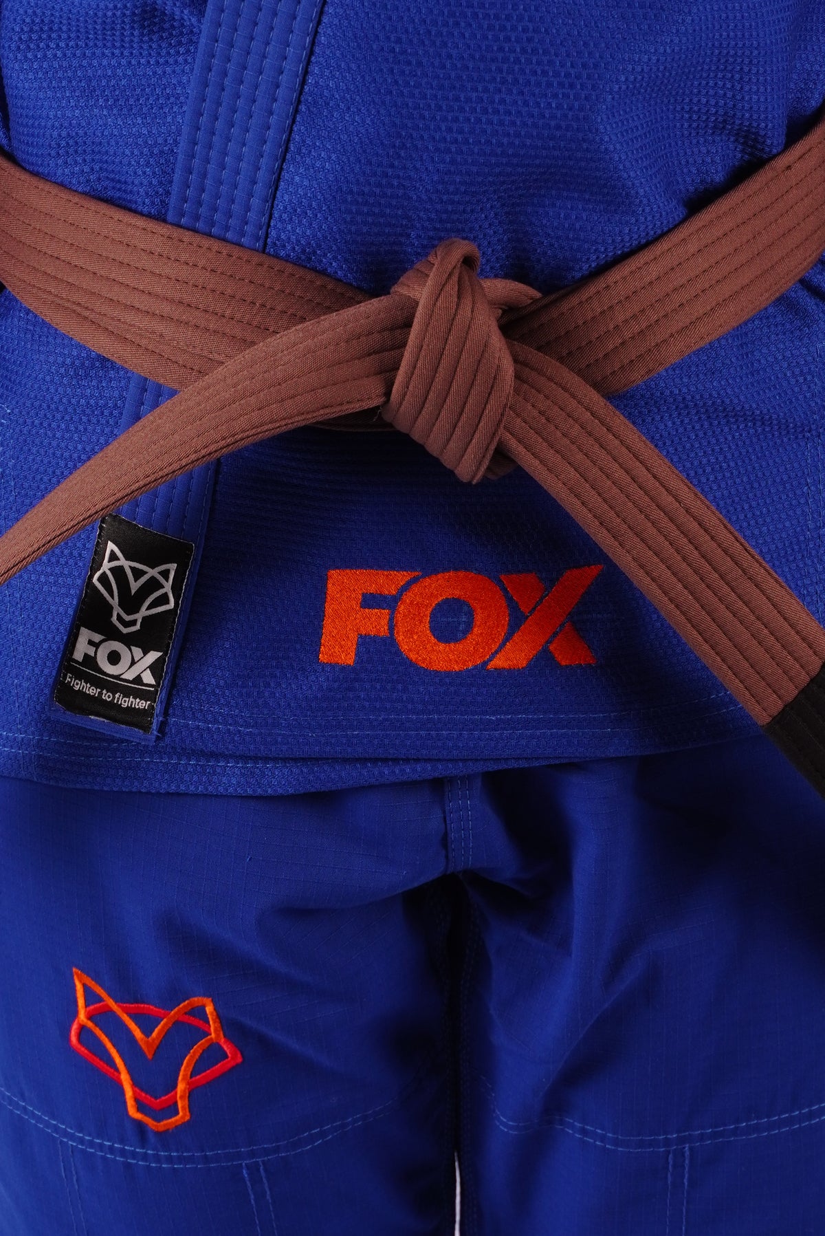 Kimono Trançado Jiu-jitsu Feminino Fox - Azul com laranja