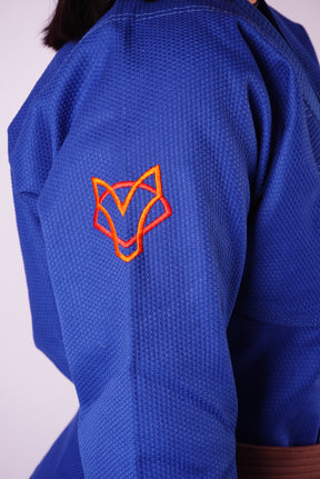 Kimono Trançado Jiu-jitsu Feminino Fox - Azul com laranja
