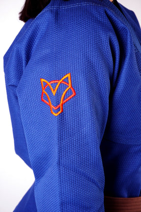 Kimono Trançado Jiu-jitsu Feminino Fox - Azul com laranja