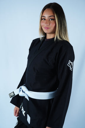 Kimono Trançado Jiu-jitsu Feminino Fox - Preto com branco