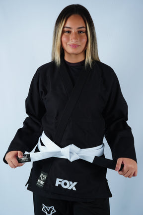 Kimono Trançado Jiu-jitsu Feminino Fox - Preto com branco