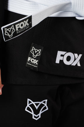 Kimono Trançado Jiu-jitsu Feminino Fox - Preto com branco