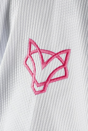 Kimono Trançado Jiu-jitsu Feminino Fox - Branco com Rosa