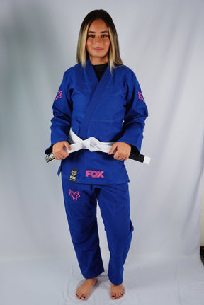 Kimono Trançado Jiu-jitsu Feminino Fox - Azul com rosa