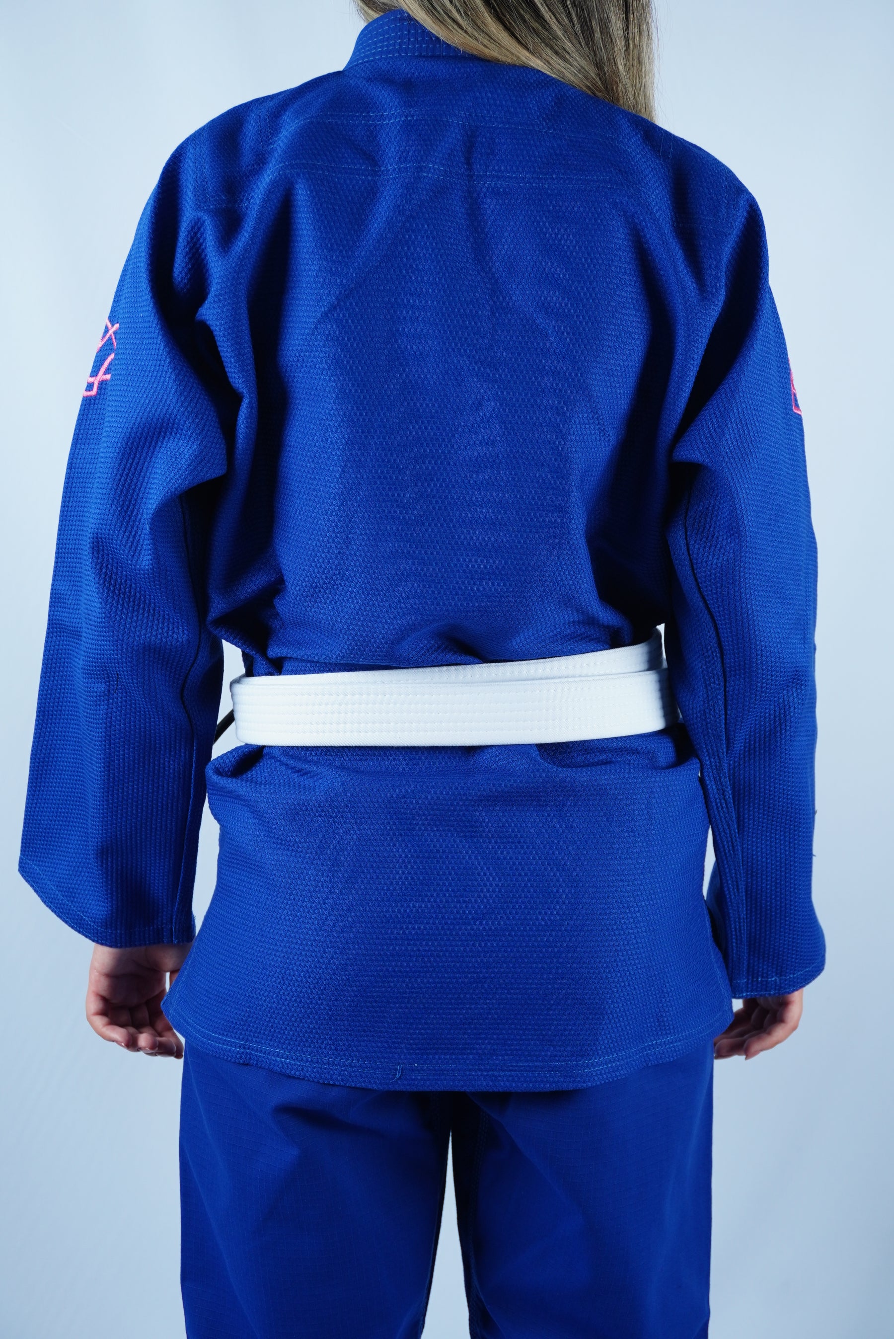 Kimono Trançado Jiu-jitsu Feminino Fox - Azul com rosa