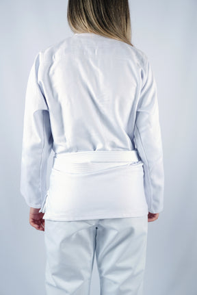 Kimono Trançado Jiu-jitsu Feminino Fox - Branco com Rosa