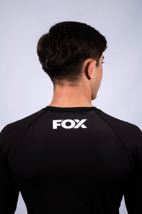 Rash Guard Jiu-Jitsu FOX FW Preta Manga Longa (Logo Branca) UV 50+