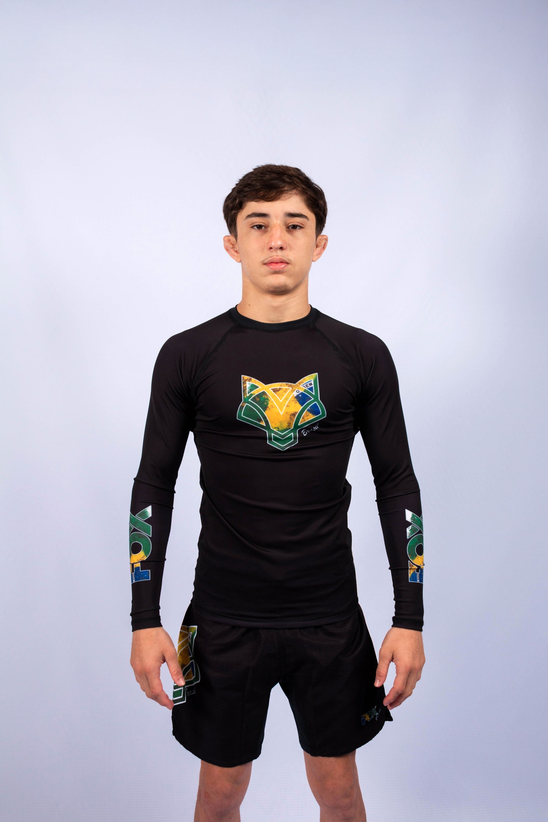 Rash Guard Jiu-Jitsu FOX FW Brasil Manga Longa UV 50+