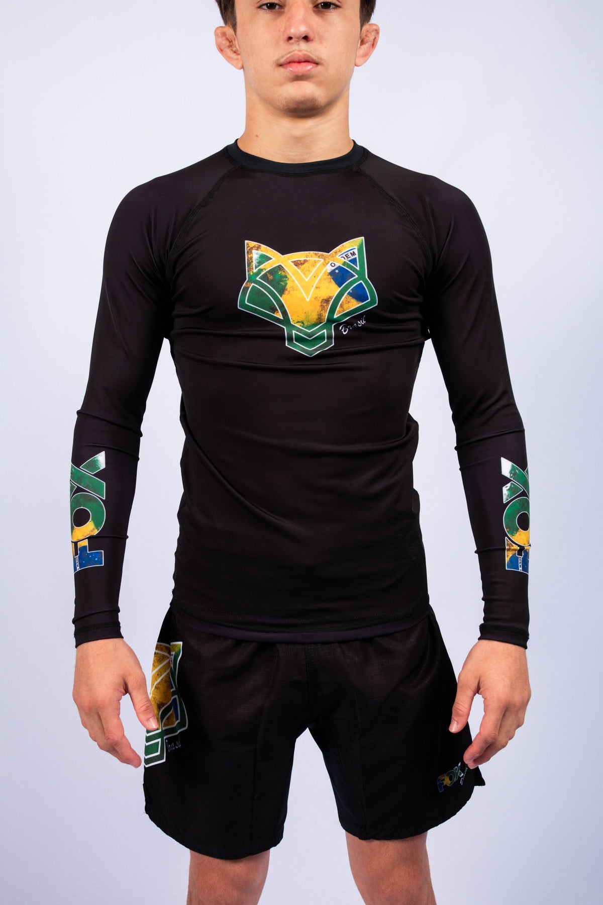 Rash Guard Jiu-Jitsu FOX FW Brasil Manga Longa UV 50+