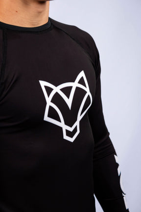 Rash Guard Jiu-Jitsu FOX FW Preta Manga Longa (Logo Branca) UV 50+