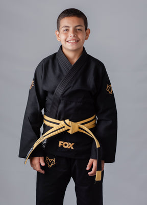 Kimono Infantil Masculino Jiu-Jitsu FOX FW Preto com Dourado