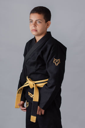 Kimono Infantil Masculino Jiu-Jitsu FOX FW Preto com Dourado