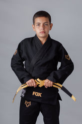 Kimono Trançado Jiu-Jitsu Infantil Kids Fox - Preto com Dourado