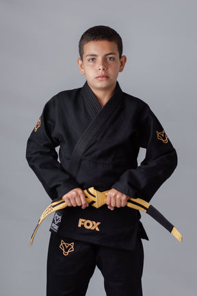 Kimono Infantil Masculino Jiu-Jitsu FOX FW Preto com Dourado