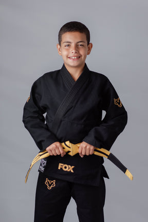 Kimono Infantil Masculino Jiu-Jitsu FOX FW Preto com Dourado
