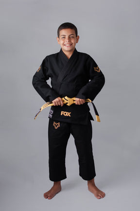 Kimono Infantil Masculino Jiu-Jitsu FOX FW Preto com Dourado