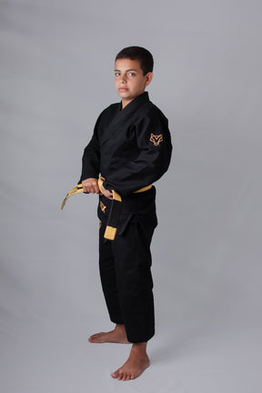 Kimono Infantil Masculino Jiu-Jitsu FOX FW Preto com Dourado